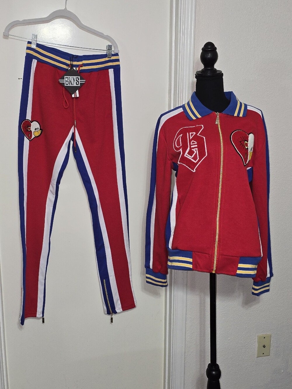 #K112 BKYS Women's Red Track Jacket & Pants Set
